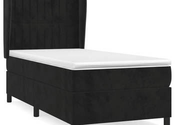 Łóżko kontynentalne z materacem czarne aksamit 100x200 cm WM-3129317