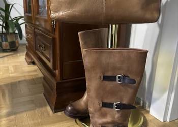 Komplet ze skóry naturalnej Venezia kozaki nr 37 i torebka camel komfort
