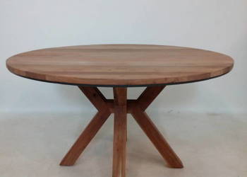 Nowoczesny, okrągły stół z egzotycznego drewna kikar 130cm