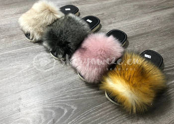Futrzane pantofle, klapki, Sztuczne futerko, różne kolory, rozmiary