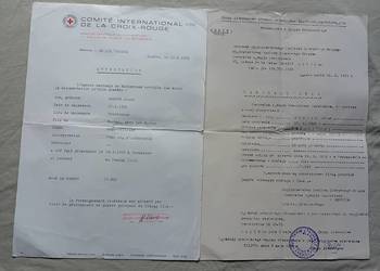 Dokument Centrali Międzynar. Czerwonego Krzyża w Genewie dotyczący jeńca.