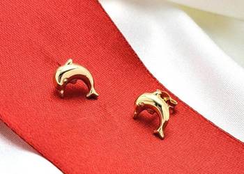 WYPRZEDAŻ !-25% Kolczyki Złote pr.585 Delfinki sztyft Z-145
