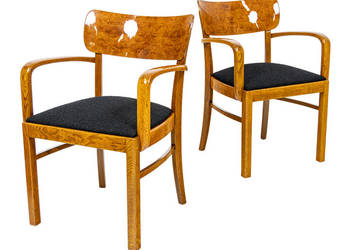 Para Foteli Krzeseł z Podłokietnikami Dwa Fotele Art Deco Modernizm Stare