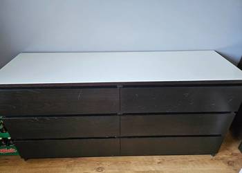 Komoda trzy szuflady 6 szuflad szyba Biała szafka regał