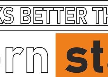 Naklejka napis WORKS BETTER THAN A PORN STAR 272x100mm biała bez tła