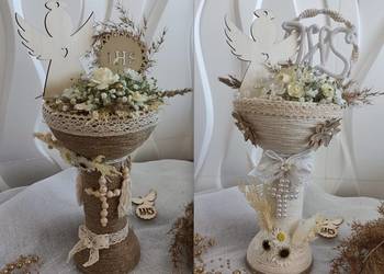 piękny Kielich Komunijny Komunia Dekoracja prezent ozdoba boho rustykalny