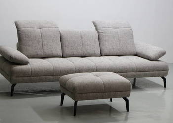 TPG nowa nowoczesna sofa 3 osobowa KANAPA popielata oparcie regulówki +pufa