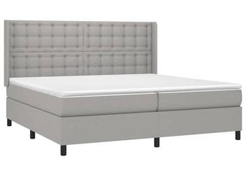 Łóżko kontynentalne z materacem jasnoszare tkanina 200x200cm WM-3138661