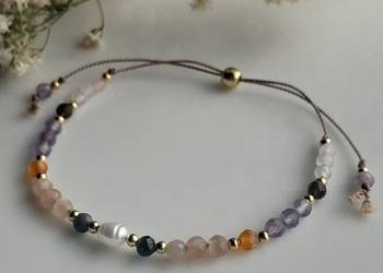 Bransoletka Szczęścia Kamienie naturalne Sznurek Jedwabny