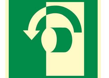 Naklejka BHP przekręć w lewo aby otworzyć AE018