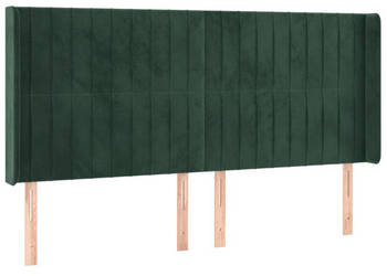 Zagłówek do łóżka z LED ciemnozielony 183x16x118/128cm aksamit WM-3124349