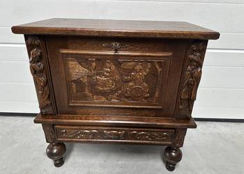 Piękna antyczna dębowa komoda szafka barek