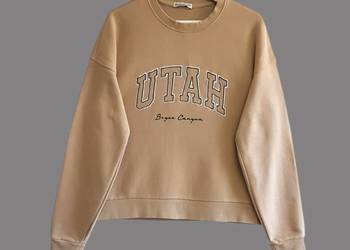 Damska bawełniana sportowa beżowa bluza z długim rękawem Stradivarius 38/M