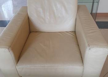 Fotel ze skóry naturalnej, kremowy