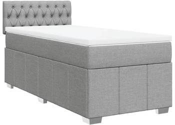 Łóżko kontynentalne z materacem jasnoszare tkanina 90x200 cm WM-3286958