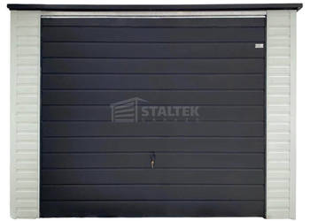 Garaż blaszany 3,5X5m –  brama – drzwi - biały - spad w tył ST228