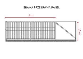 Brama Przesuwna Panel 2D 4,0m/1,5m Ocynkowana
