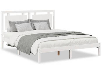 Dłuższe łóżko bez materaca białe lite drewno 160x220 cm WM-3309204