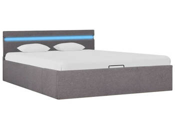 Rama łóżka z podnośnikiem i LED taupe tkanina 140 x 200 cm WM-285627