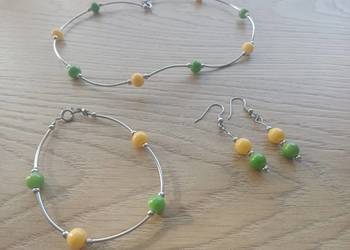 korale kolczyki bransoletka komplet biżuterii