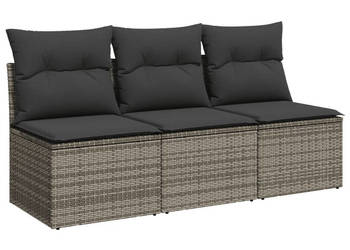 3-osobowa sofa ogrodowa z poduszkami szara polirattan WM-366139
