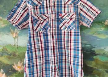 koszulka kołnierzyk z krótki rękawem bluzka zapinana krata slim fit regular