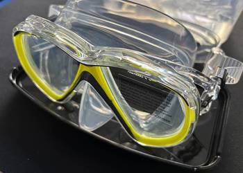 Maska Nurkowa Profesjonalna Vision, bezb silikon, żółta ramka