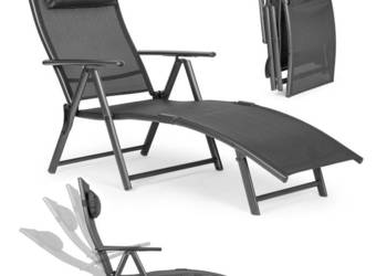 Leżak plażowy ogrodowy składany leżanka regulacja oparcia stalowa konstruk…