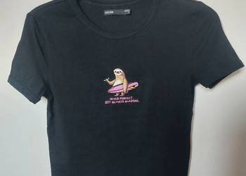 czarny T-shirt damski, House, S, leniwiec, surfer, nowa