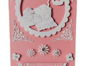 ZAPROSZENIA CHRZEST ŚWIĘTY DZIEWCZYNKA DZIECKO NA PODUSZCE B6 RÓŻ - BIEL