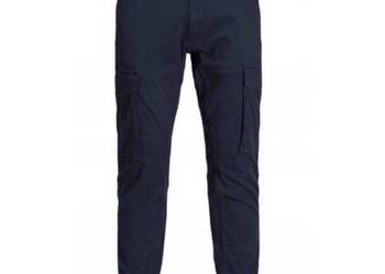 Spodnie materiałowe bojówki JACK & JONES granatowe 128