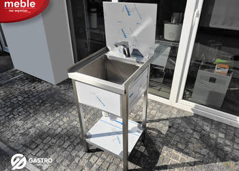 Basen zlew gastronomiczny spawany jednokomorowy wysoki rant tył 450x500x850