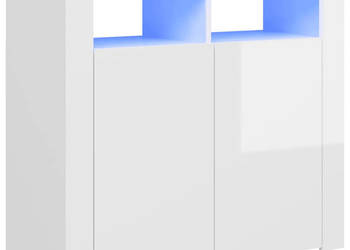 Szafka z oświetleniem LED biała wysoki połysk 80x35x75 cm WM-804334