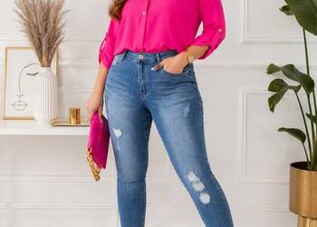 Damskie jeansy rurki wysoki stan elastyczne 38/M.SARA size 38 pas 92-114
