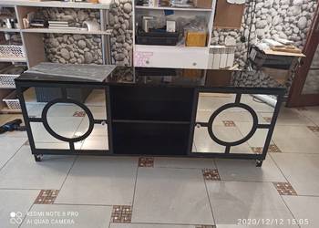 Szafka RTV 180cm, wysoki połysk (akryl MDF), czarna/biala