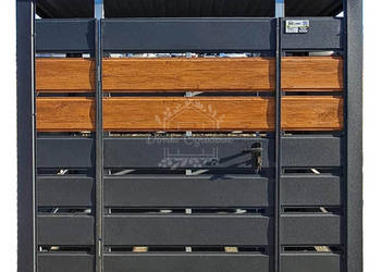 Wiata śmietnikowa 1,5x0,7m Antracyt + jasny orzech - spad w tył ID1024