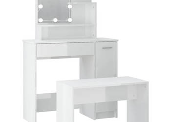 Zestaw z toaletką i oświetleniem LED biały z połyskiem WM-3114119