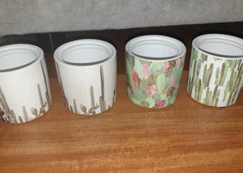 Osłonka, doniczka ceramiczna, wzór kaktus, różne wzory, 4 sztuki za 19zł