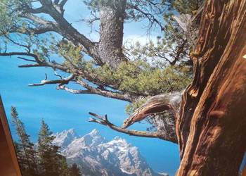 Obraz reprodukcja góry, owoce