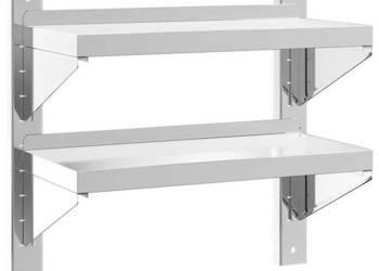 Półka ścienna podwójna 50x235x60 cm srebrna stal nierdzewna WM-30317