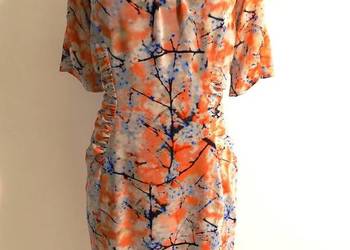 Sukienka Jedwabna Wizytowa Koktajlowa na Okazje Dopasowana Marszczona