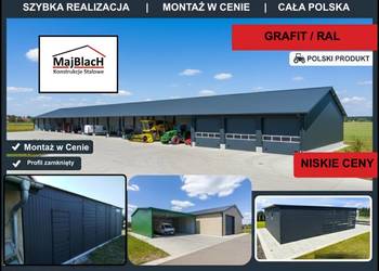PÓŁ-OTWARTY Duży GRAFITOWY Garaż Blaszany  – HALA - Wiata  - Maj-BlacH