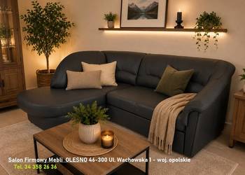 2990zł Narożnik YARDEK w Skórze Naturalnej 170x225 cm  ze Spaniem OUTLET