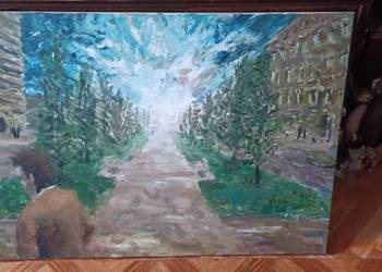 obraz 100cm/ 70cm/ 2cm plótno stary impresjonizmu lub ekspresjonizmu, podpi