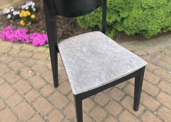 Krzesła drewniane Fameg tapicerowane Alcantara czarno szare Solidne 15 szt