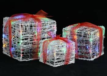 vidaXL Dekoracja świąteczna: 3 akrylowe prezenty, LED, kolorowe（SKU:328793）