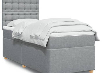 Łóżko kontynentalne z materacem jasnoszare tkanina 80x200 cm WM-3293421