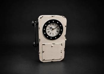 Stylowa Szafka na Klucze z Zegarem – Retro Telefon Shabby Chic / Loft