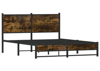 Łóżko Czarne Metalowe Rama Łóżka Metalowa Ze Stelażem 137x190 cm WM-4007831