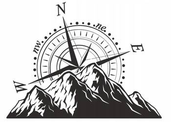 NAKLEJKA na auto kamper RÓŻA WIATRÓW KOMPAS 60x50cm czarna lub biała